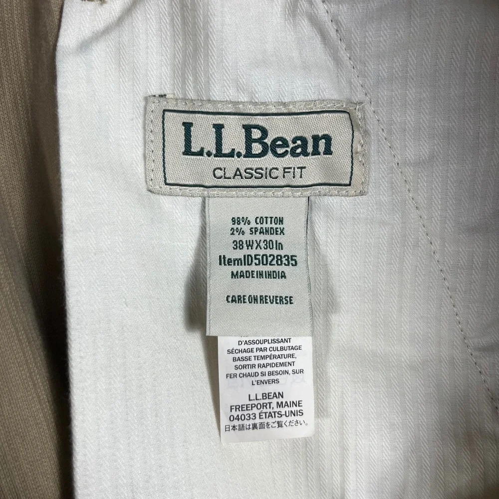 L.L.Bean Corduroy Pants Mens 38x30 Tan Classic Fit Stretch Trousers 502835
